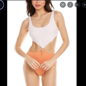 🔥Sales NWT Solid & Striped The Bailey Knot-Front One-Piece Swimsuit in Baby Dot